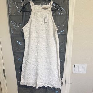 LOFT white Crochet Mini Dress